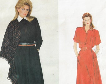 80s Guy Laroche Womens Dress and Shawl with Variations Vogue Sewing Pattern 2837 Size 14 Bust 36 FF