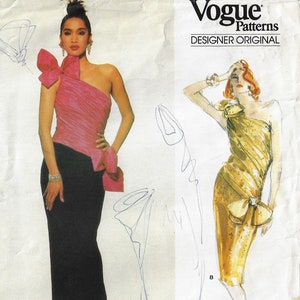 80er Jahre Bellville Sassoon Damen Abendkleid Gerüschter Mieder Vogue Schnittmuster 1635 Größe 12 Büste 34