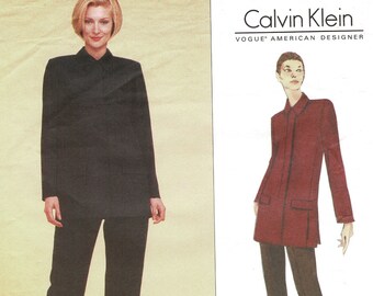 90s Calvin Klein Below Hip Jacket & Pants Vogue Sewing Pattern 1987 Size 8 10 12 FF