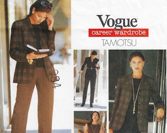 90s Tamotsu Career Wardrobe Jacket, Dress, Top, Skirt & Pants Vogue Sewing Pattern 1682 Size 20 22 24 Bust 42 44 46 FF