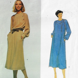 70s Jerry Silverman Womens Pullover Dress with Raglan Sleeves Vogue Sewing Pattern 2073 Size 10 Bust 32 1/2 FF