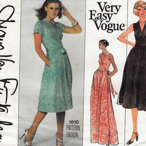 1970s Iconic Diane Von Furstenberg Wrap Dress 2 Lengths Vogue Sewing Pattern 1610 Size 8 Bust 31 1/2 Label Included