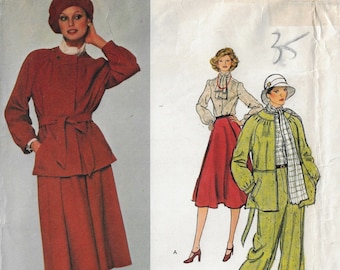 70s Galitzine Womens Jacket, Skirt, Pants and Blouse Vogue Sewing Pattern 1288 Size 10 Bust 32 1/2 FF