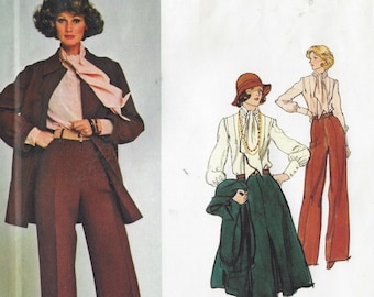 70s Galitzine Unconstructed Jacket, Skirt, Pants & Blouse Vogue Sewing Pattern 1309 Size 14 Bust 36 FF