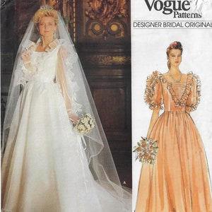 80s Belleville Sassoon Womens Ruffled Ballgown Vogue Sewing Pattern 1501 Size 12 Bust 34 FF