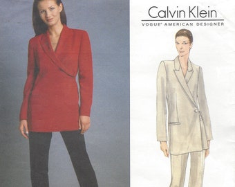 Jaren 90 Calvin Klein damesjas en -broek Vogue-naaipatroon 2031 maat 12 14 16 FF