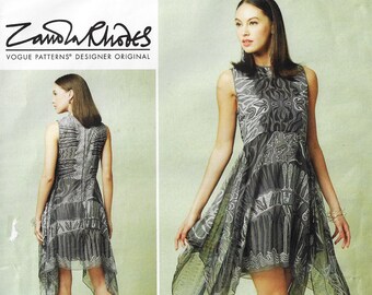 Zandra Rhodes Womens Party Dress OOP Vogue Sewing Pattern V1547 Size 14 16 18 20 22 Bust 36 38 40 42 44 FF