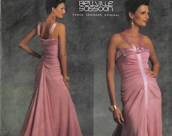 Bellville Sassoon Womens Stunning Ruched Evening Gown with Train OOP Vogue Sewing Pattern V1080 Size 14 16 18 20 Bust 36 38 40 42 FF