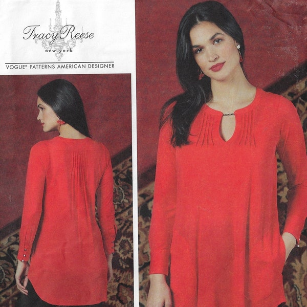 Tracy Reese Womens Knit Tunic with Pintuck Detail Vogue Sewing Pattern V1596 Size 6 8 10 12 14 Bust 30 1/2 to 36 FF