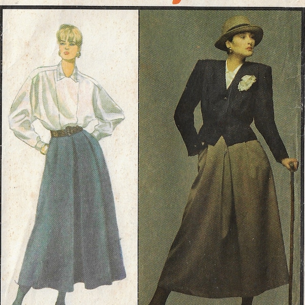 1980s Style Sewing Pattern 4891 Alfred Sung Womens Iconic Nipped Waist Jacket, Blouse & Skirt Size 10 Bust 32 1/2 FF Sewing Patterns