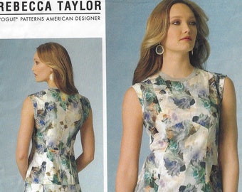 Rebecca Taylor Womens Sleeveless Drop-Waist Mini Dress OOP Vogue Sewing Pattern V1449 Size 6 8 10 12 14 Bust 30 1/2 to 36 FF