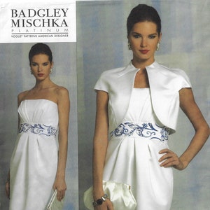 Patrón de costura de vestido y bolero sin tirantes para mujer de Badgley Mischka Vogue V1154 Talla 14 16 18 20 Busto 36 38 40 42 FF