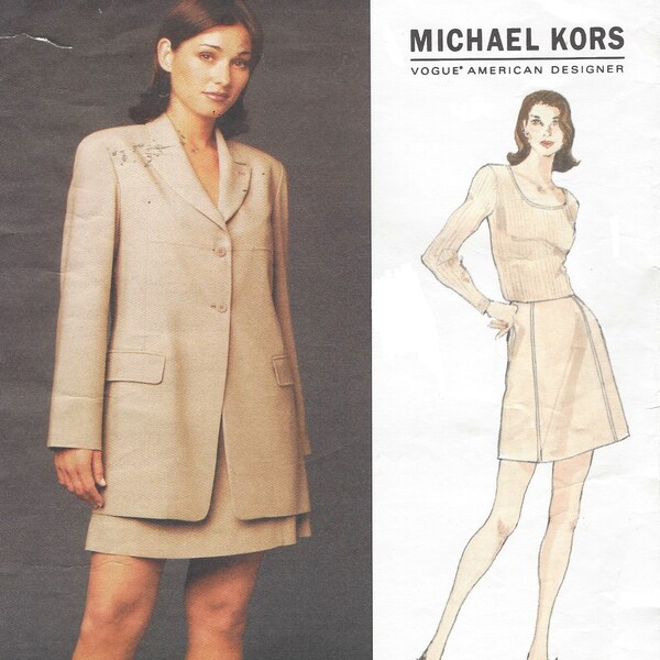 90er Jahre Michael Kors Womens Teller ohne Hüfte und Kontur Taille Vogue Schnittmuster 1489 Rock Größe 12 14 16 Büste 34 36 38 FF