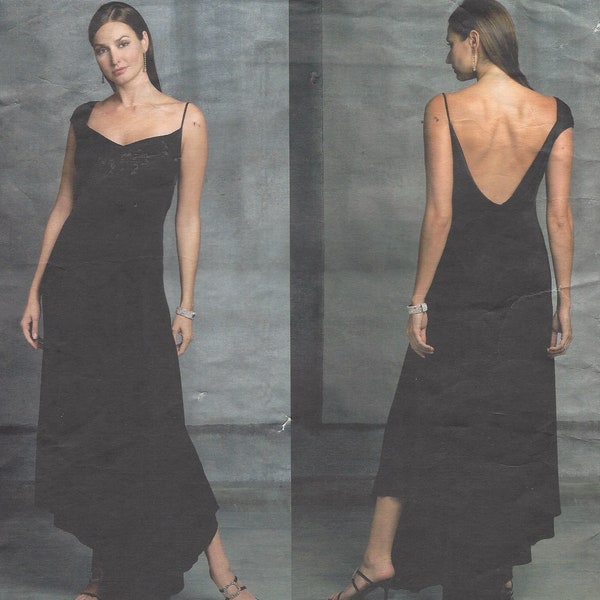 Montana Womens Sexy Stunning Asymmetrical Evening Gown Handkerchief Hem Vogue Sewing Pattern V2835 Size 8 10 12 Bust 31 1/2 to 34 FF