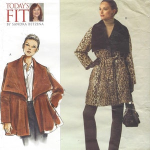 Sandra Betzina Womens Coat in 2 Lengths Wrap Coat OOP Vogue Sewing Pattern V1024 Size 10 12 14 16 18 20 22 24 26 28 FF