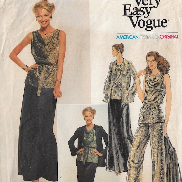 1970s Edith Head Womens Disco Jacket, Blouse, Skirt and Pants Vogue Sewing Pattern 1803 Size 12 Bust 34 FF