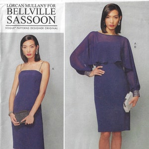 Bellville Sassoon Slip Dress and Embellished-Cuff Cover-Up Vogue Sewing Pattern V1532 Size 6 8 10 12 14 Bust 30 1/2 to 36 FF