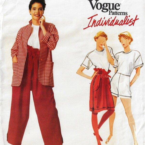 1980er Jahre Tasche Isaac Mizrahi Womens Jacket, Papier, Rock & Hose und Strampler Vogue Schnittmuster 2278 12 14 16 Büste 34 36 38 FF Größenangabe