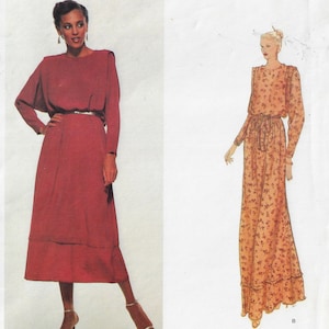 70s Renata Paris Pullover Blouson Dress 2 Lengths Vogue Sewing Pattern 2104 Size 10 Bust 32 1/2 FF