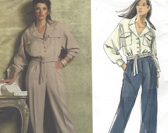 Vogue Sewing Pattern V2955 Guy Laroche Womens Loose-fitting Jacket & Pants 2 Piece Faux Jumpsuit Size 6 8 10 12 Bust 30 1/2 to 34