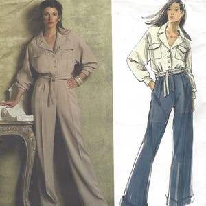 Vogue Sewing Pattern V2955 Guy Laroche Womens Loose-fitting Jacket & Pants 2 Piece Faux Jumpsuit Size 6 8 10 12 Bust 30 1/2 to 34 image 1