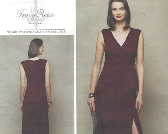 Tracy Reese Womens Mock Wrap Dress V Neckline Sleeveless Vogue Sewing Pattern V1586 Size 14 16 18 20 22 Bust 36 to 44 FF