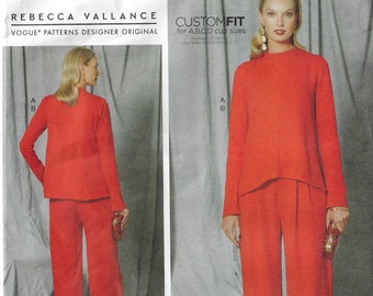 Rebecca Vallance Womens Diagonal-Seam Top and Pleated Pants Vogue Sewing Pattern V1525 Size 6 8 10 12 14 Bust 30 1/2 to 36 FF