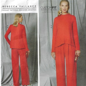Rebecca Vallance Womens Diagonal-Seam Top and Pleated Pants Vogue Sewing Pattern V1525 Size 6 8 10 12 14 Bust 30 1/2 to 36 FF