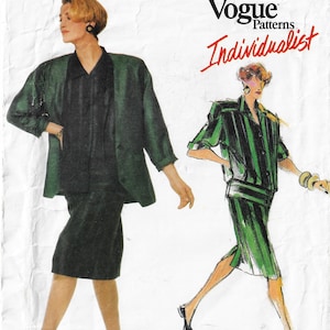 80s Tamotsu Womens Loose Fitting Jacket, Pencil Skirt & Banded Top Vogue Sewing Pattern 1737 Size 10 Bust 32 1/2 FF