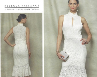 Rebecca Vallance Body Con Dress with Flounce Vogue Sewing Pattern V1588 Size 6 8 10 12 14 Bust 30 1/2 to 36 FF