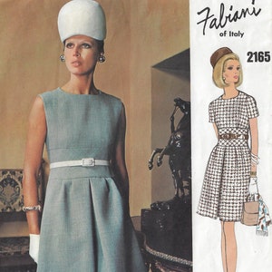 60s Fabiani Womens One Piece Dress Vogue Sewing Pattern 2165 Size 10 Bust 32 1/2 Label Included Vogue Couturier Design