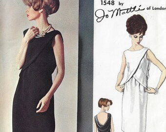 60s Jean Patou Womens One Piece Dress Vogue Sewing Pattern 1377 Size 16 ...