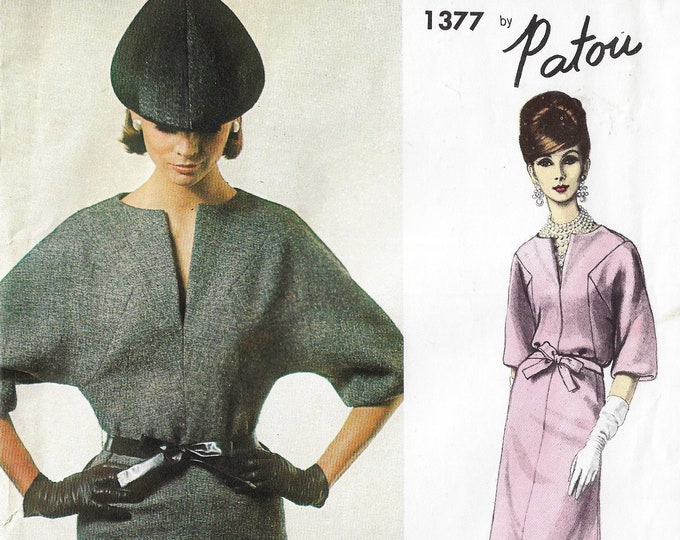 60s Jean Patou Womens One Piece Dress Vogue Sewing Pattern 1377 Size 16 ...