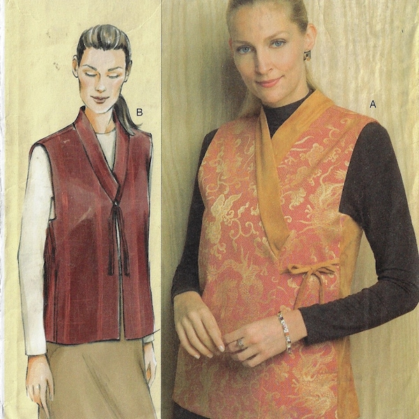 Sandra Betzina Womens Oriental Style Vests with Variations Vogue Sewing Pattern V8000 Size 10 12 14 Bust 32 34 36 FF