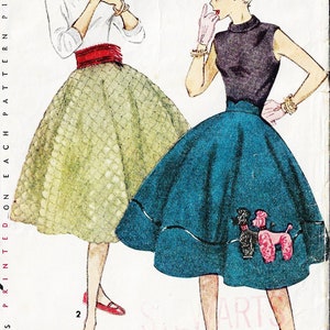 1950s Teen Age Circle Skirt with Poodle Applique or Quilted & Cummerbund Simplicity Sewing Pattern 3953 Waist 25 Hip 33