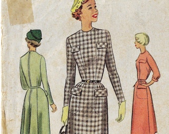 50s Juniors Dress with Pocket & Flap Detail 3 Sleeve Variations McCalls Sewing Pattern 8315 Size 11 Bust 29