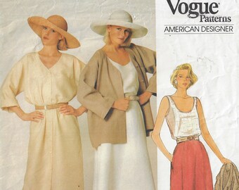 80s Calvin Klein Jacket, Dress, Skirt and Top Vogue Sewing Pattern 1377 Size 8