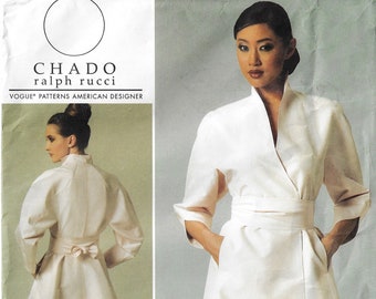 Chado Ralph Rucci Womens Wrap Dress & Belt OOP Vogue Sewing Pattern V1239 Size 14 16 18 20 Bust 36 38 40 42 FF
