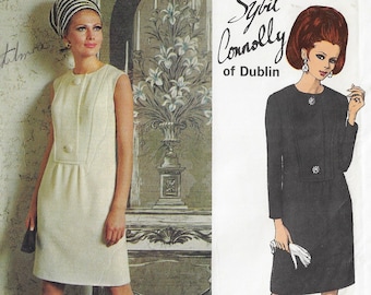 1960s Sybil Connolly One Piece Dress with Plastron Vogue Sewing Pattern 1876 Size 14