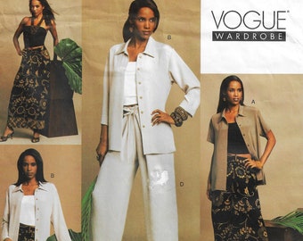 Womens Shirt, Top, Wrap Skirt & Drawstring Short and Pants Vogue Sewing Pattern 2744 Size 18 20 22 Bust 40 42 44 FF