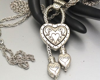 Large Brighton Triple Heart Pendant Silver Plated Jewelry