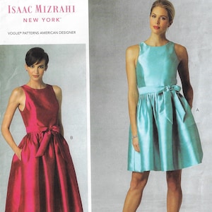 Isaac Mizrahi Womens Princess Seam Bouffant Dress and Belt OOP Vogue Sewing Pattern V1434 Size 14 16 18 20 22 Bust 36 38 40 42 44 FF