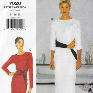 90s Bias Draped Waist Cocktail & Evening Gown Vogue Sewing Pattern 7020 Size 14 16 18 Bust 36 38 40 FF