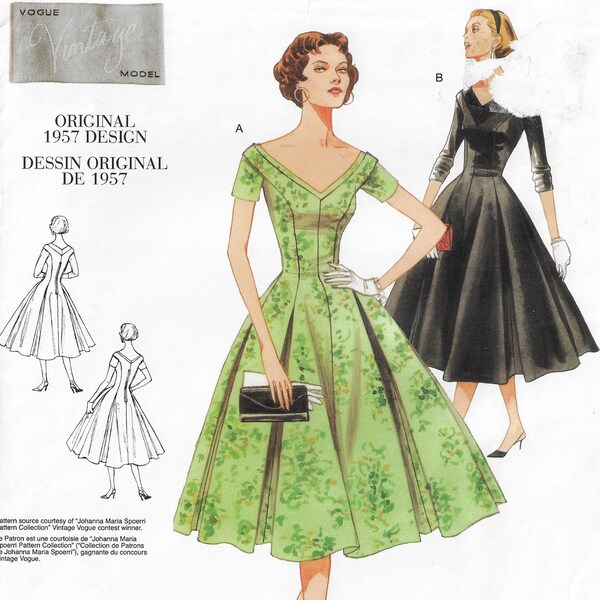 1950s Princess Seam Dress Garden Party Vogue Sewing Pattern V2903 Size 18 20 22 Bust 40 42 44 FF