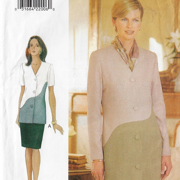 90s Womens Dress or Tunic & Skirt Asymmetric Design Vogue Sewing Pattern 9286 Size 12 14 16 Bust 34 36 38 FF
