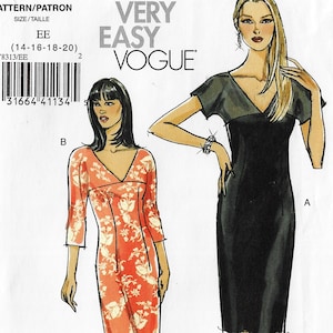 Womens V Neckline Front & Back Dress Vogue Sewing Pattern V8313 Size 14 16 18 20 Bust 36 38 40 42 FF