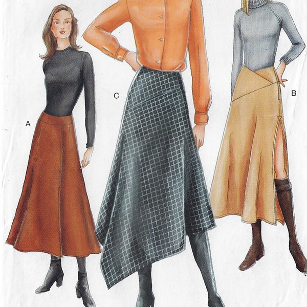 Y2K Womens Flared Skirt with Variations Vogue Sewing Pattern 7318 Size 14 16 18 Waist 28 30 32 FF