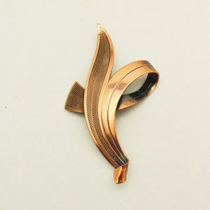 Vintage 50s Leaf and Swirl Brooch Unsigned Copper Pin Perfect - Etsy