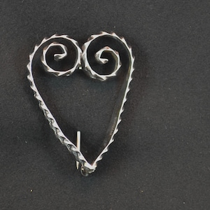 Vintage Sterling Silver Twisted Heart Brooch