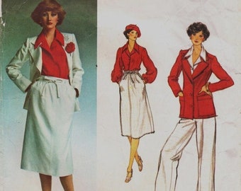 70s Emanuel Ungaro Womens Jacket, Skirt, Pants & Blouse Vogue Sewing Pattern 1449 Size 14 Bust 36 FF